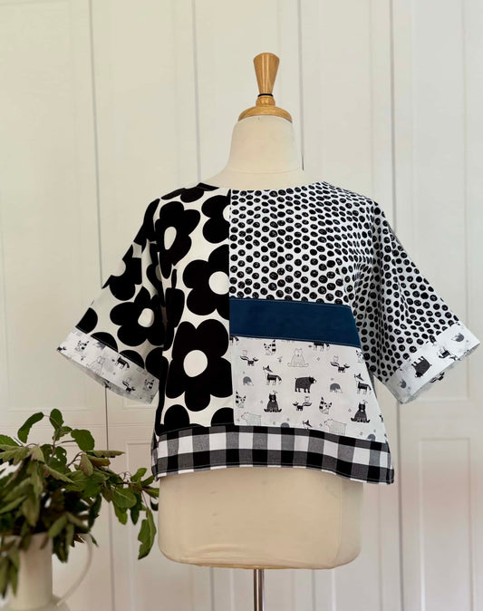 Zero Waste Crop Top : Black & White
