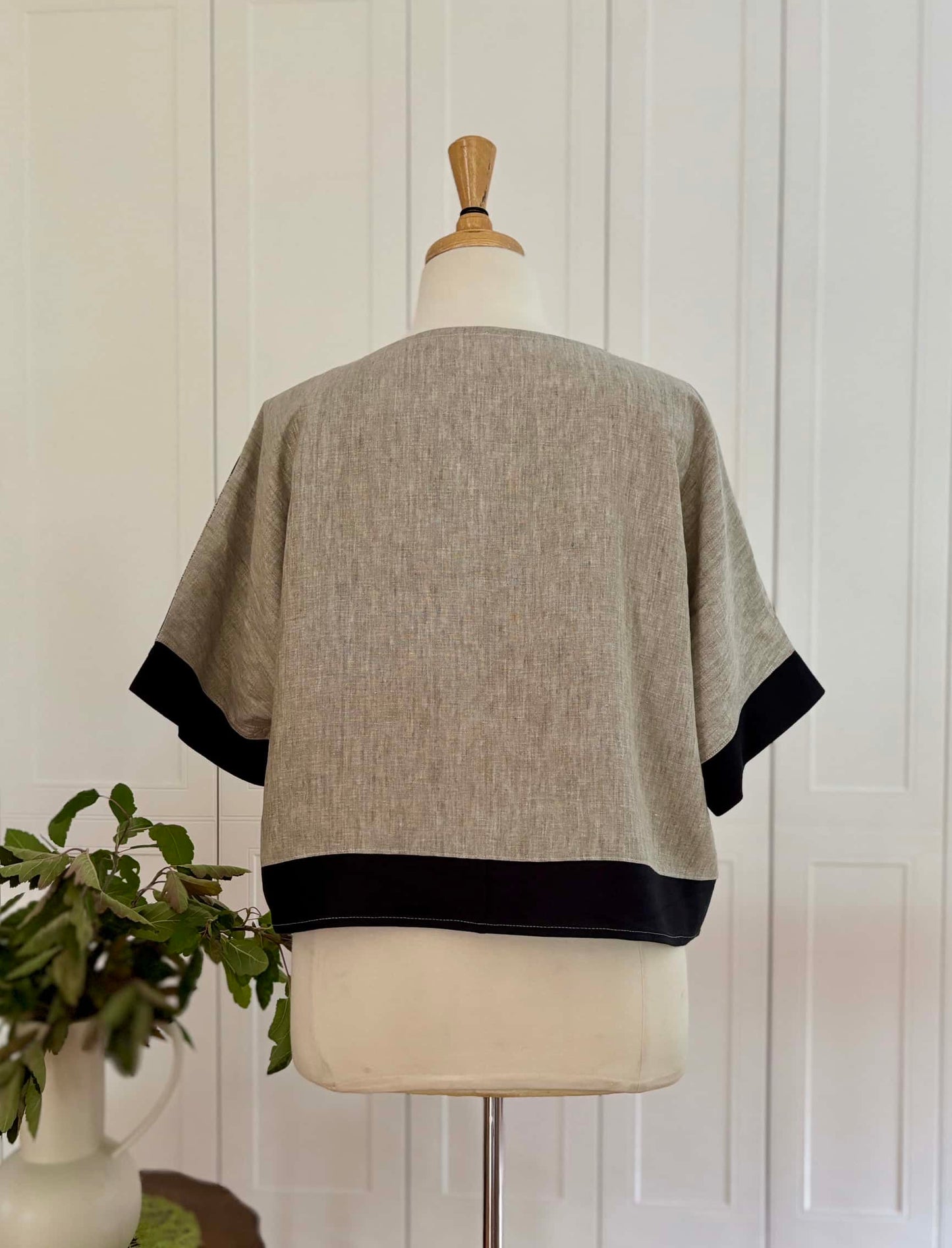 Zero Waste Crop Top : Black, Beige & Green