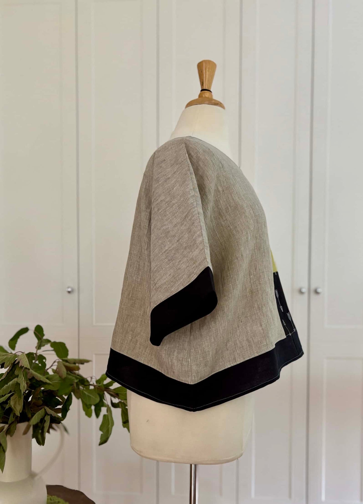 Zero Waste Crop Top : Black, Beige & Green