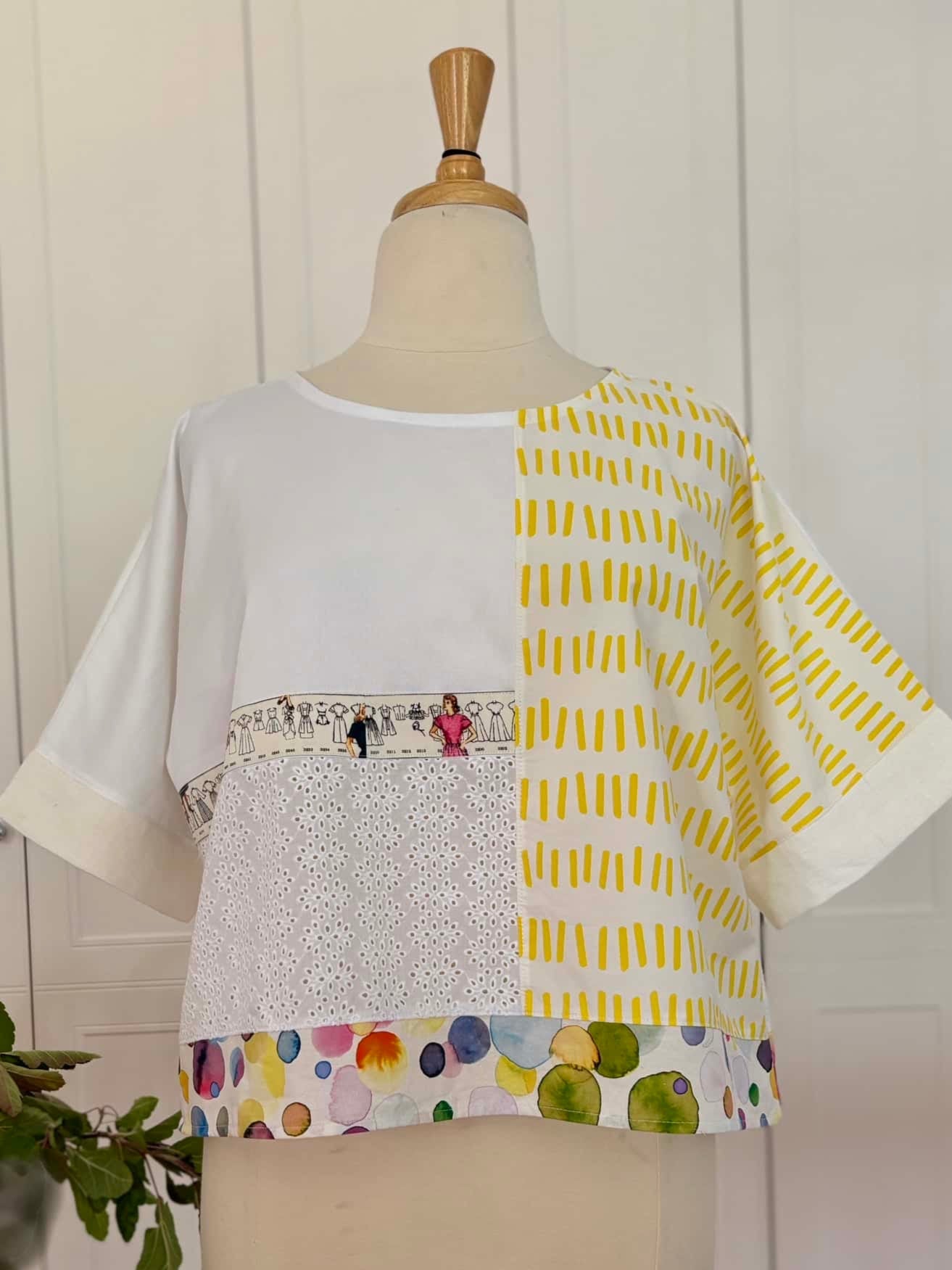Zero Waste Crop Top : Yellow & White