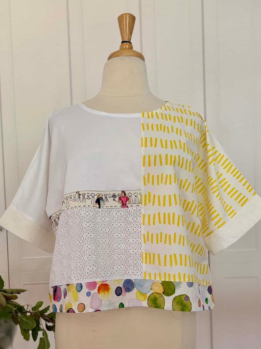 Zero Waste Crop Top : Yellow & White