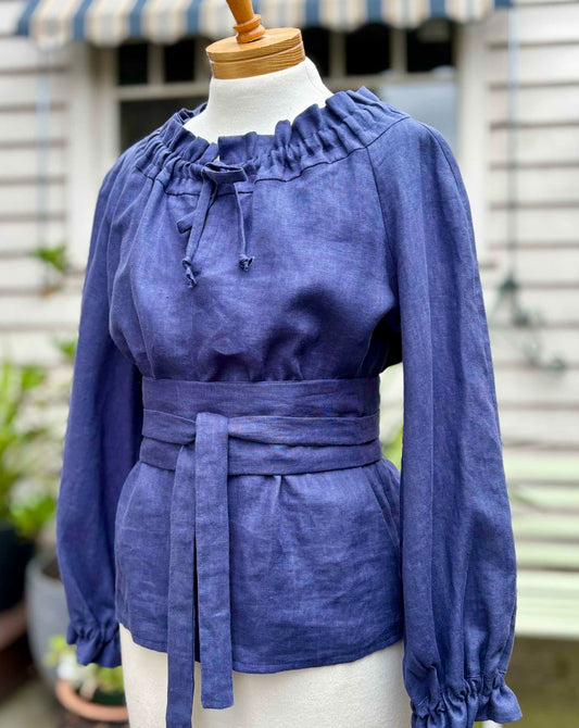 Peasant Blouse with Obi Belt