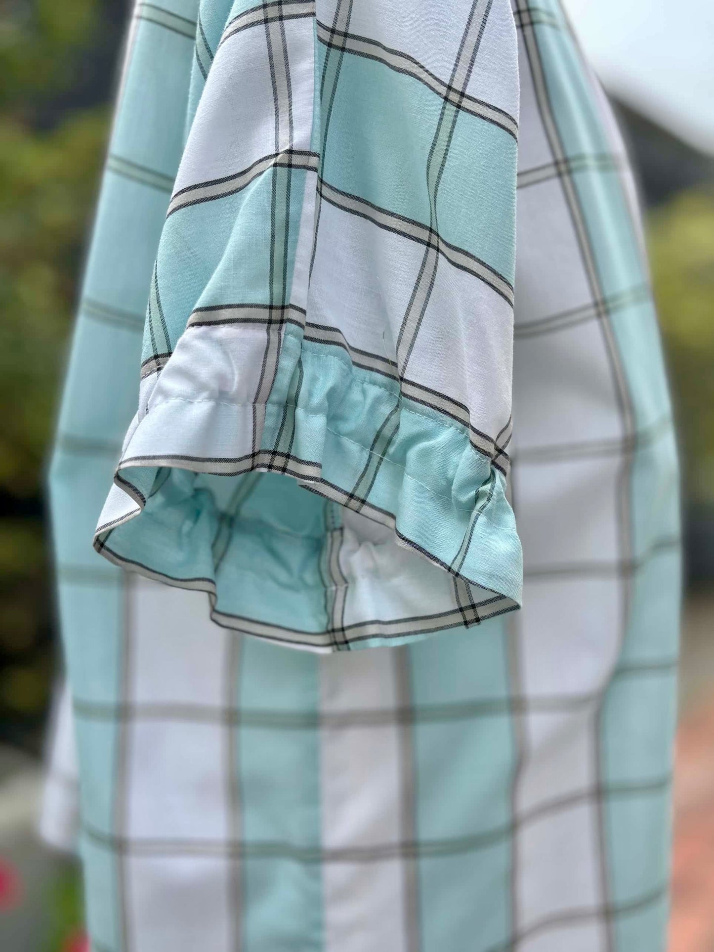 Puff Top | Aqua Squares