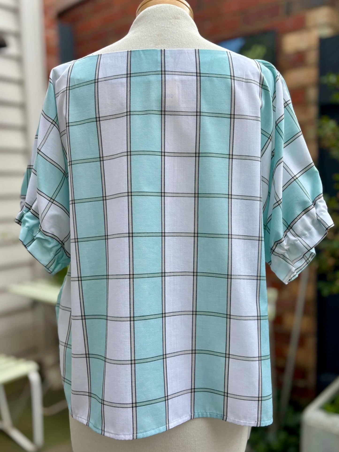 Puff Top | Aqua Squares